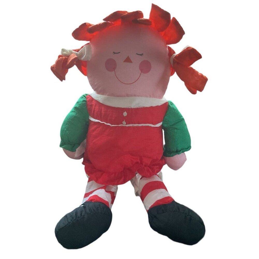 Vintage Department 56 Raggedy Ann 15" Nylon Plush Doll Stuffed Toy Red Green Whi